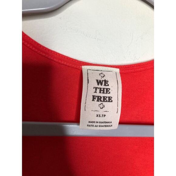 We The Free Top Womens XS Red Boho Ruffle Front Tie Cotton Crop - Picture 7 of 13